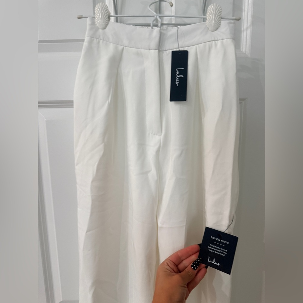 Lulus White Wide Leg Pants XS – High Waist Dressy Trousers NWT - Picture 4 of 11